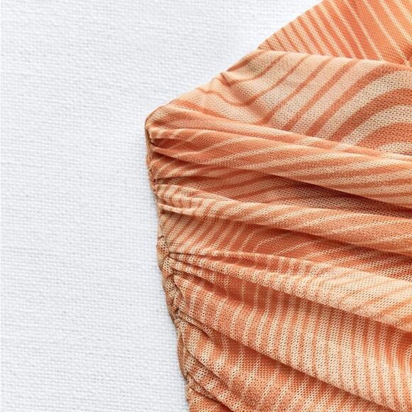 ZARA STRAPLESS PRINTED TULLE DRESS - Picture 9 of 10